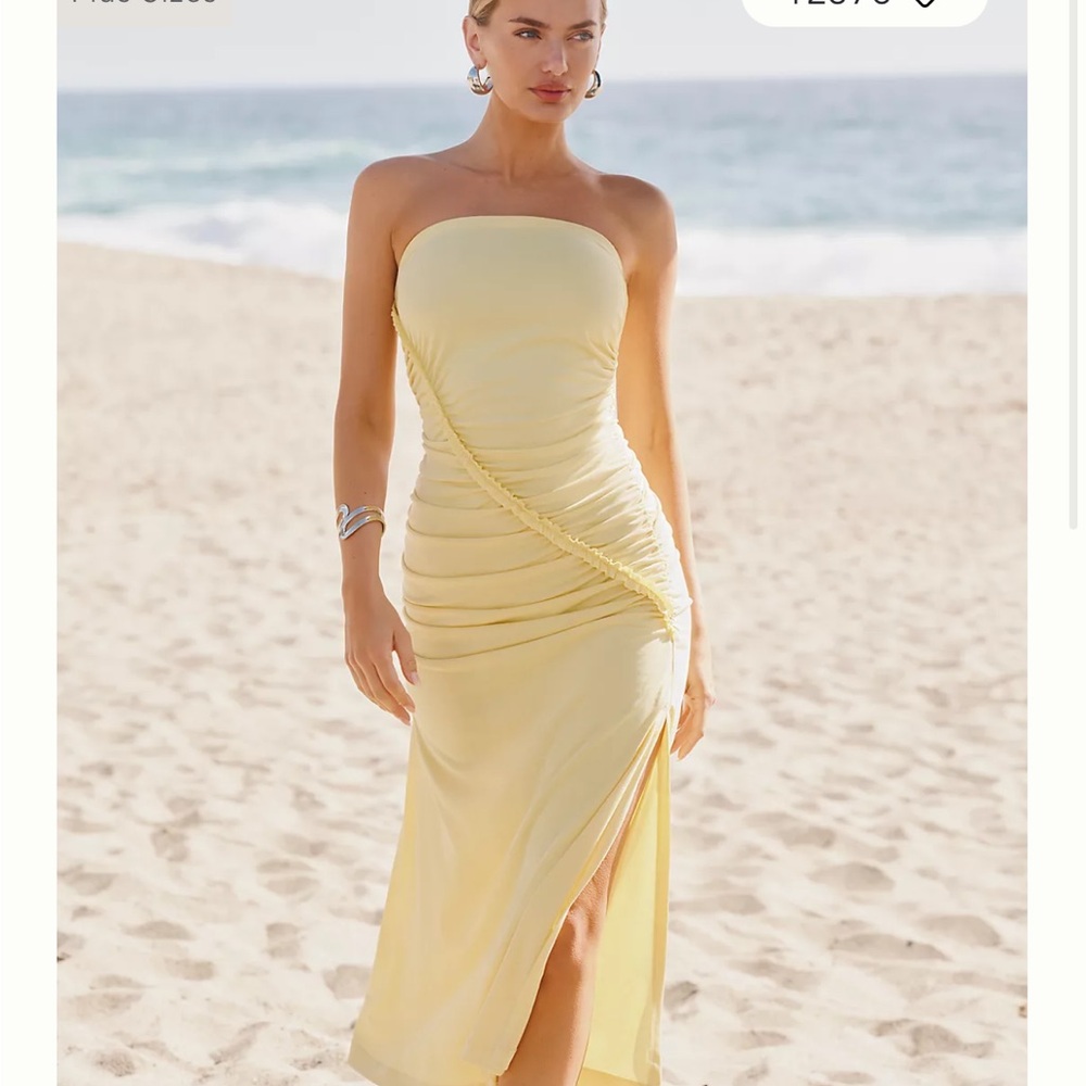 Anthropologie Gabbie Strapless Yellow Dress